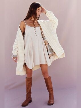 Free People freest Pick Me Up Linen Mini Dress Summer Beachy Sz XS